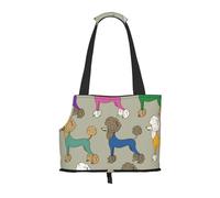 Sac fourre-Tout pour Animaux de Compagnie, Sac à Main Portable de Voyage pour Chien avec Boucle de sécurité en métal pour la randonnée en métro, Caniche coloré drôle de Bande dessinée