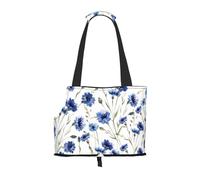 Sac fourre-Tout pour Animaux de Compagnie, Sac à Main Portable de Voyage pour Chien avec Boucle de sécurité en métal pour la randonnée en métro, Fleur de Bleuet