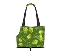 Sac fourre-Tout pour Animaux de Compagnie, Sac à Main Portable de Voyage pour Chien avec Boucle de sécurité en métal pour la randonnée en métro, Modèle De Houblon Et De Feuilles Vertes