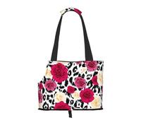 Sac fourre-Tout pour Animaux de Compagnie, Sac à Main Portable de Voyage pour Chien avec Boucle de sécurité en métal pour la randonnée en métro, Fleurs léopard colorées