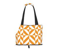 Sac fourre-Tout pour Animaux de Compagnie, Sac à Main Portable de Voyage pour Chien avec Boucle de sécurité en métal pour la randonnée en métro, Cube Déco Géométrique Orange Brûlé