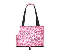 Sac fourre-Tout pour Animaux de Compagnie, Sac à Main Portable de Voyage pour Chien avec Boucle de sécurité en métal pour la randonnée en métro, Motif Peau de léopard Rose Vif