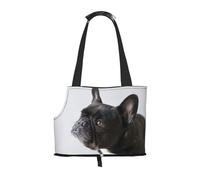 Sac fourre-Tout pour Animaux de Compagnie, Sac à Main Portable de Voyage pour Chien avec Boucle de sécurité en métal pour la randonnée en métro, Sweet Pet Chiot Bouledogue français Noir Mignon