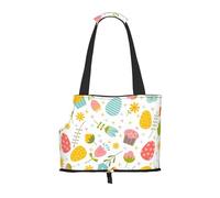 Sac fourre-Tout pour Animaux de Compagnie, Sac à Main Portable de Voyage pour Chien avec Boucle de sécurité en métal pour la randonnée en métro, Printemps De Pâques avec des Fleurs Et des Oeufs