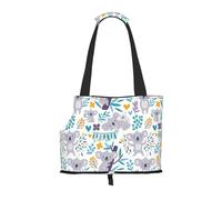 Sac fourre-Tout pour Animaux de Compagnie, Sac à Main Portable de Voyage pour Chien avec Boucle de sécurité en métal pour la randonnée en métro, Ours Koala Mignons et Fleurs