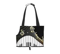 Sac fourre-Tout pour Animaux de Compagnie, Sac à Main Portable de Voyage pour Chien avec Boucle de sécurité en métal pour la randonnée en métro, Note de Musique pour Clavier de Piano
