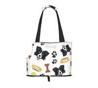 Sac fourre-Tout pour Animaux de Compagnie, Sac à Main Portable de Voyage pour Chien avec Boucle de sécurité en métal pour la randonnée en métro, Border Collie, Chien Souriant