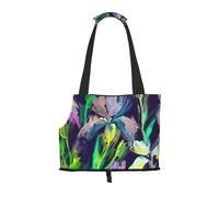 Sac fourre-Tout pour Animaux de Compagnie, Sac à Main Portable de Voyage pour Chien avec Boucle de sécurité en métal pour la randonnée en métro, Fleur d'iris Peinte