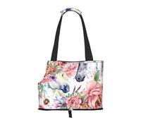 Sac fourre-Tout pour Animaux de Compagnie, Sac à Main Portable de Voyage pour Chien avec Boucle de sécurité en métal pour la randonnée en métro, Fleurs De Roses De Cheval Aquarelle