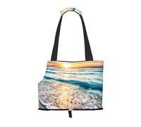 Sac fourre-Tout pour Animaux de Compagnie, Sac à Main Portable de Voyage pour Chien avec Boucle de sécurité en métal pour la randonnée en métro, Plage Coucher de Soleil Vagues de l'océan imprimé