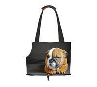 Sac fourre-Tout pour Animaux de Compagnie, Sac à Main Portable de Voyage pour Chien avec Boucle de sécurité en métal pour la randonnée en métro, Bouledogue Anglais agenouillé