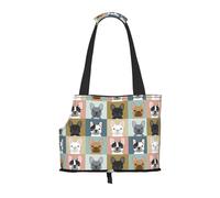 Sac fourre-Tout pour Animaux de Compagnie, Sac à Main Portable de Voyage pour Chien avec Boucle de sécurité en métal pour la randonnée en métro, Chien de modèle de Portraits de Bouledogue français