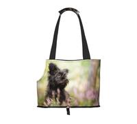 Sac fourre-Tout pour Animaux de Compagnie, Sac à Main Portable de Voyage pour Chien avec Boucle de sécurité en métal pour la randonnée en métro, Affenpinscher Lawn Chiens Noirs Monkey Terrier