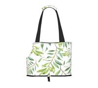 Sac fourre-Tout pour Animaux de Compagnie, Sac à Main Portable de Voyage pour Chien avec Boucle de sécurité en métal pour la randonnée en métro, Impression Artistique d’Olivier à Feuilles Vertes