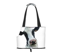 Sac fourre-Tout pour Animaux de Compagnie, Sac à Main Portable de Voyage pour Chien avec Boucle de sécurité en métal pour la randonnée en métro, Animaux Drôle Tête de Vache Noir Blanc