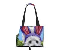 Sac fourre-Tout pour Animaux de Compagnie, Sac à Main Portable de Voyage pour Chien avec Boucle de sécurité en métal pour la randonnée en métro, Oeufs de Lapin de Pâques West Highland Terrier