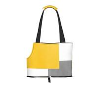 Sac fourre-Tout pour Animaux de Compagnie, Sac à Main Portable de Voyage pour Chien avec Boucle de sécurité en métal pour la randonnée en métro, Bloc Géométrique Jaune Gris Blanc