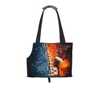 Sac fourre-Tout pour Animaux de Compagnie, Sac à Main Portable de Voyage pour Chien avec Boucle de sécurité en métal pour la randonnée en métro, Saxophone dans Le feu et l'eau