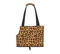 Sac fourre-Tout pour Animaux de Compagnie, Sac à Main Portable de Voyage pour Chien avec Boucle de sécurité en métal pour la randonnée en métro, Peau à imprimé Animal léopard