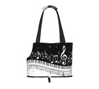 Sac fourre-Tout pour Animaux de Compagnie, Sac à Main Portable de Voyage pour Chien avec Boucle de sécurité en métal pour la randonnée en métro, Notes de Musique Volantes Touches de Piano Musical