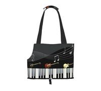 Sac fourre-Tout pour Animaux de Compagnie, Sac à Main Portable de Voyage pour Chien avec Boucle de sécurité en métal pour la randonnée en métro, Impression de Motif de Piano de Guitare