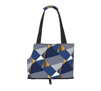 Sac fourre-Tout pour Animaux de Compagnie, Sac à Main Portable de Voyage pour Chien avec Boucle de sécurité en métal pour la randonnée en métro, Or Et Bleu Luxe sans Soudure