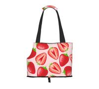 Sac fourre-Tout pour Animaux de Compagnie, Sac à Main Portable de Voyage pour Chien avec Boucle de sécurité en métal pour la randonnée en métro, Impression Fraise Rose Kawaii