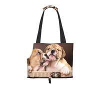 Sac fourre-Tout pour Animaux de Compagnie, Sac à Main Portable de Voyage pour Chien avec Boucle de sécurité en métal pour la randonnée en métro, Embrasser des Chiots Bouledogue Anglais