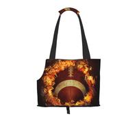 Sac fourre-Tout pour Animaux de Compagnie, Sac à Main Portable de Voyage pour Chien avec Boucle de sécurité en métal pour la randonnée en métro, Football américain Flamboyant imprimé