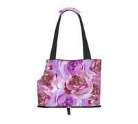 Sac fourre-Tout pour Animaux de Compagnie, Sac à Main Portable de Voyage pour Chien avec Boucle de sécurité en métal pour la randonnée en métro, Roses pivoines Aquarelle Violet Lilas et Violet