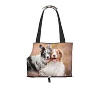 Sac fourre-Tout pour Animaux de Compagnie, Sac à Main Portable de Voyage pour Chien avec Boucle de sécurité en métal pour la randonnée en métro, Deux Berger Australien Border Collie