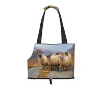 Sac fourre-Tout pour Animaux de Compagnie, Sac à Main Portable de Voyage pour Chien avec Boucle de sécurité en métal pour la randonnée en métro, Troupeau de brebis écossaises à Visage Noir