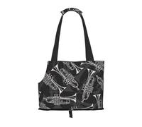 Sac fourre-Tout pour Animaux de Compagnie, Sac à Main Portable de Voyage pour Chien avec Boucle de sécurité en métal pour la randonnée en métro, Trompettes de Croquis Noir et Blanc