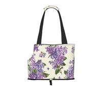 Sac fourre-Tout pour Animaux de Compagnie, Sac à Main Portable de Voyage pour Chien avec Boucle de sécurité en métal pour la randonnée en métro, Belle Impression de Fleurs Violettes