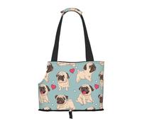 Sac fourre-Tout pour Animaux de Compagnie, Sac à Main Portable de Voyage pour Chien avec Boucle de sécurité en métal pour la randonnée en métro, Carlin Bleu Sticker