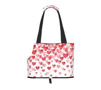 Sac fourre-Tout pour Animaux de Compagnie, Sac à Main Portable de Voyage pour Chien avec Boucle de sécurité en métal pour la randonnée en métro, Imprimer des Coeurs Rouges tombants