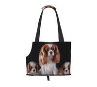 Sac fourre-Tout pour Animaux de Compagnie, Sac à Main Portable de Voyage pour Chien avec Boucle de sécurité en métal pour la randonnée en métro, Mère du Cavalier King Charles Spaniel avec Ses Petits