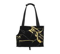 Sac fourre-Tout pour Animaux de Compagnie, Sac à Main Portable de Voyage pour Chien avec Boucle de sécurité en métal pour la randonnée en métro, Papier Peint Noir doré imprimé