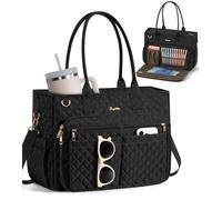 Sac fourre-tout pour enseignant pour femme, sac pour ordinateur portable de 15,6" avec grand porte-gobelet et poche isotherme, sac à main matelassé pour ordinateur portable pour le travail, le