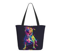 Sac fourre-tout pour femme, grand sac fourre-tout fluo Pop Art Pitbull avec fermeture éclair, sac à bandoulière pour le travail et les voyages