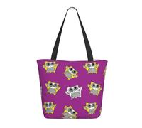Sac fourre-tout pour femme, grand sac fourre-tout insolite hibou violet avec fermeture éclair, sac à bandoulière pour le travail et les voyages