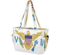Sac fourre-tout pour femme - Sac à main léger pour ordinateur portable de 15,6" - Sac à main bouffant et léger - Motif drapeau des îles Vierges américaines