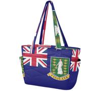Sac fourre-tout pour femme - Sac à main léger pour ordinateur portable de 15,6" - Sac à main bouffant et léger - Motif drapeau des îles Vierges britanniques