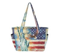 Sac fourre-tout pour femme, sac de plage pour infirmière, voyage, travail avec plusieurs poches, drapeau des présidents américains et Lady Liberty