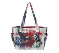 Sac fourre-tout pour femme, sac de plage pour infirmière, voyage, travail avec poche, drapeau des présidents américains et Lady Liberty