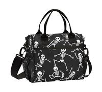 Sac fourre-tout pour homme - Grand sac à déjeuner isotherme - Motif tête de mort squelette sur fond noir - Étanche - Pour le bureau et le voyage - Taille M
