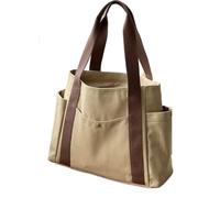 Sac Fourre-Tout pour Les Trajets Domicile-Travail Sac à bandoulière Polyvalent de Grande capacité for Femme, Style forêt, idéal for Ranger des Livres, des Cours ou des déplacements(Khaki)