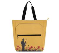 Sac fourre-tout pour livres décoratifs pour garçons, filles, femmes, soldat du jour commémoratif national avec le pistolet jaune, sac fourre-tout léger pour bibliothèque, sac fourre-tout avec poches