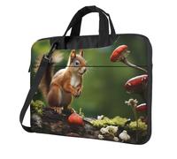 Sac fourre-tout pour ordinateur portable Motif écureuil rouge sur une petite colline verte pour homme et femme, Noir/blanc, 13 inch