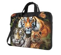 Sac fourre-tout pour ordinateur portable, motif lion, tigre, léopard et papillon pour homme et femme, Noir/blanc, 14 inch
